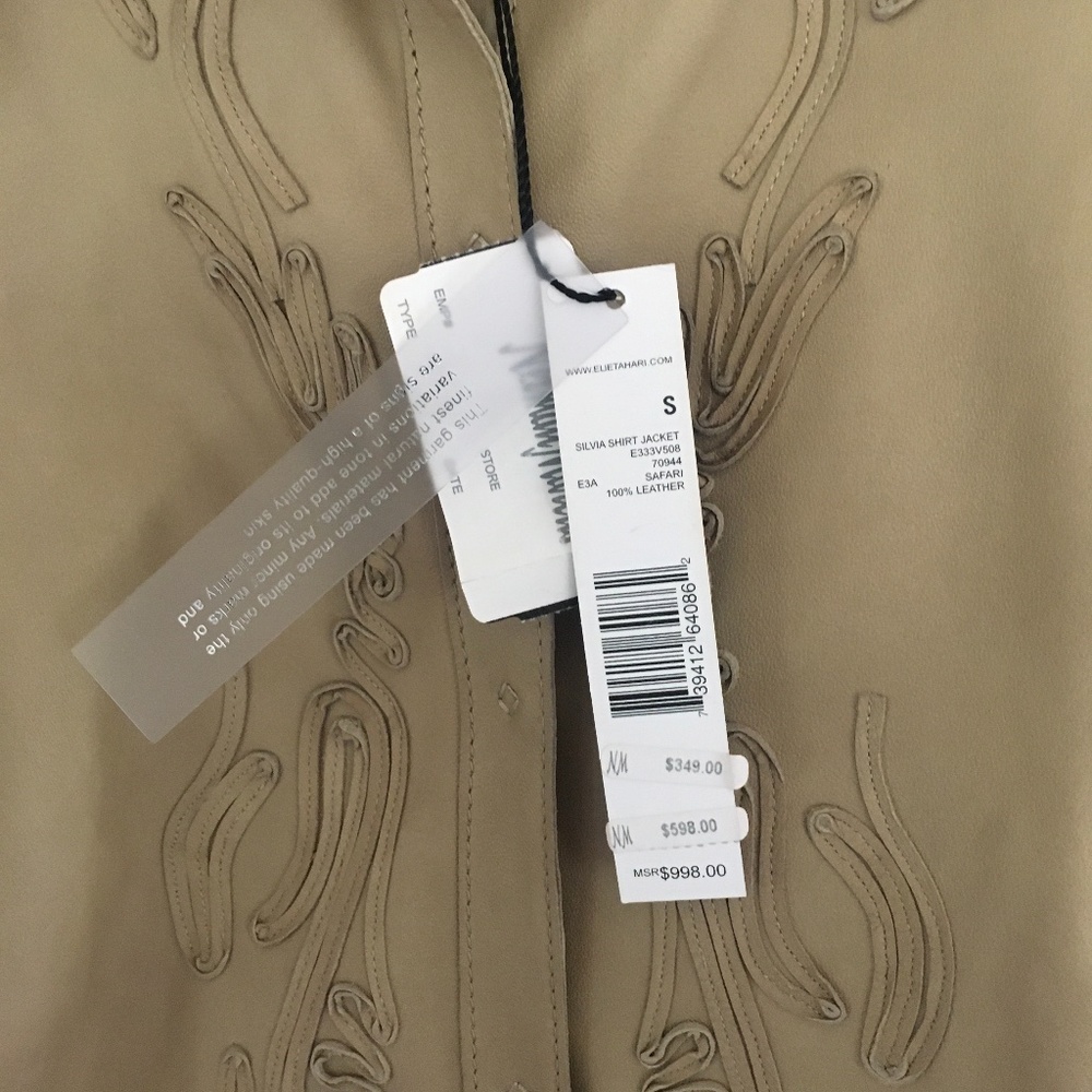 Elie Tahari embroidered leather jacket shirt NWT - Picture 3 of 11